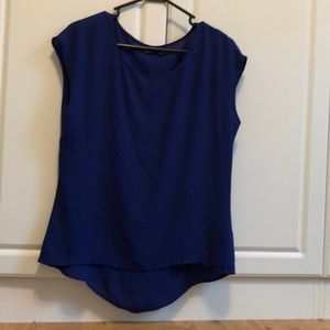 blue high-low shirt